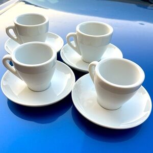 4 white espresso tea cups